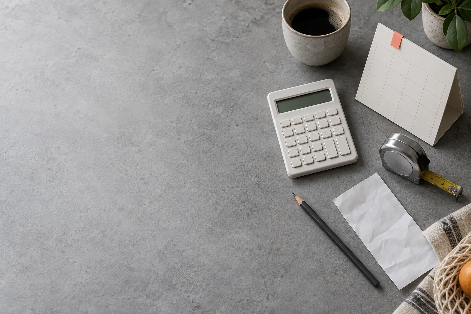 Everyday planning tools arranged on a desk